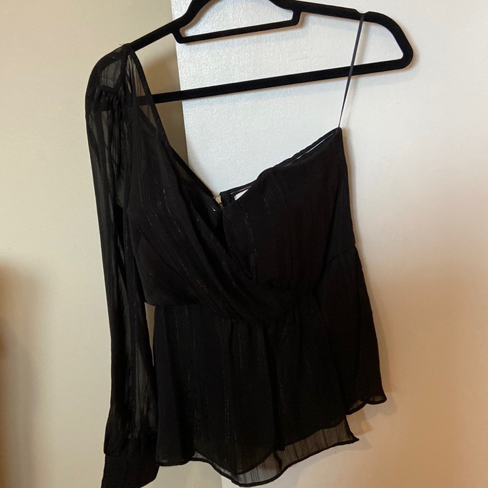 Puff sleeve black blouse